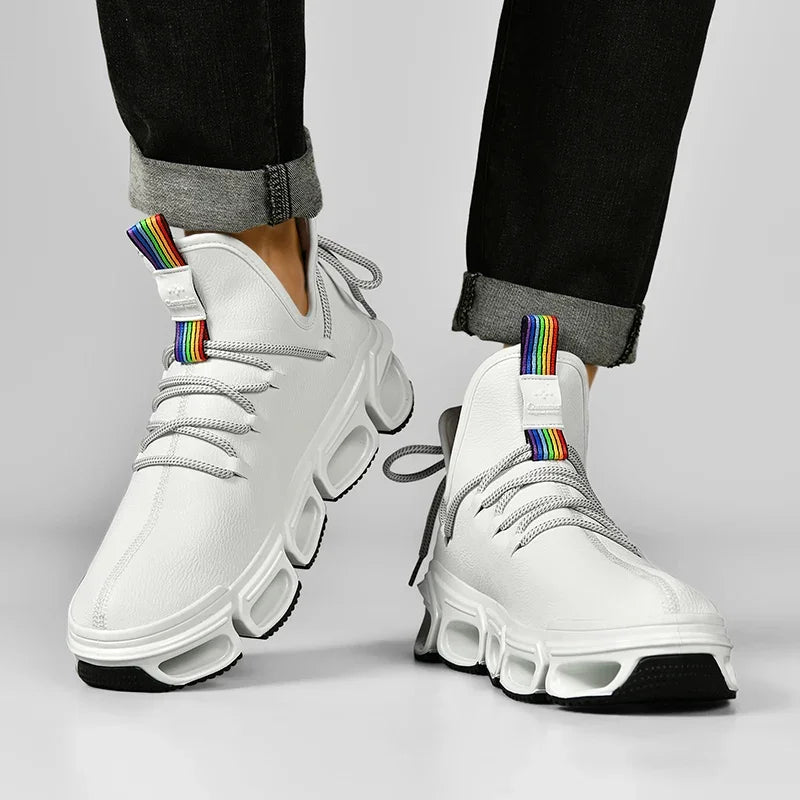 Athletic Unisex Platform Sneakers, modern style, textured upper, and comfortable elevated sole for daily use.