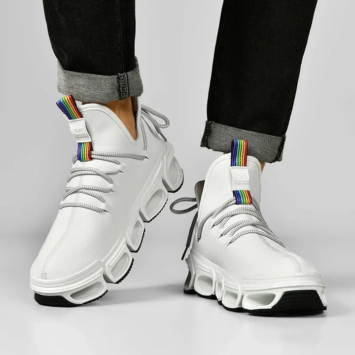 Athletic Unisex Platform Sneakers, modern style, textured upper, and comfortable elevated sole for daily use.