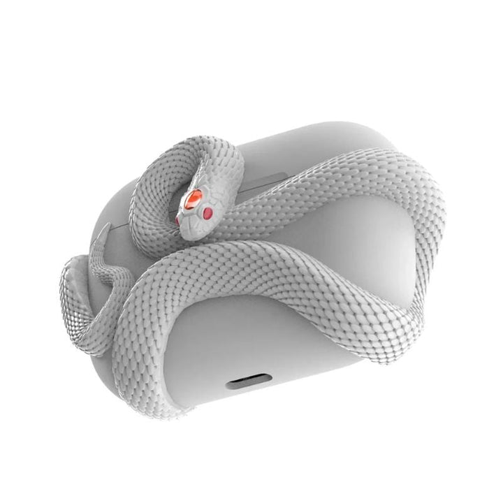 Durable protective earbud case featuring a unique serpent design. Stylish unisex accessory for wireless headphones.