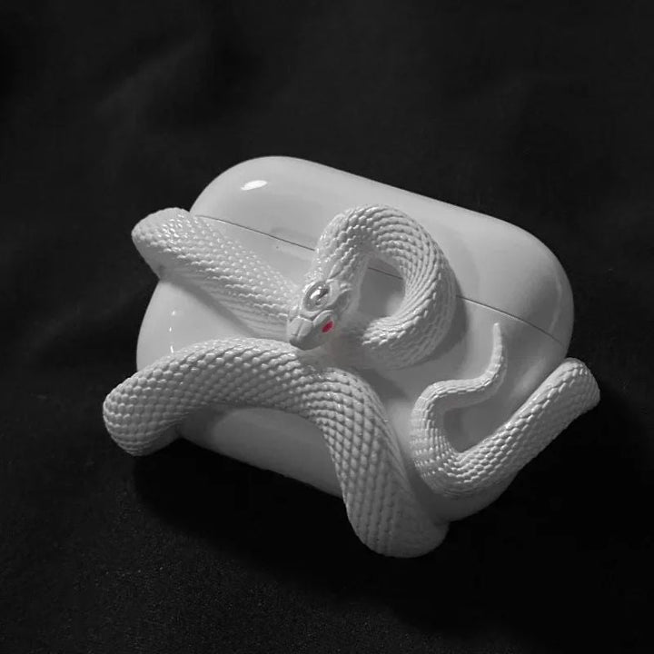 Serpent design earbud case, a stylish & durable tech accessory. Unisex protection for wireless headphones.