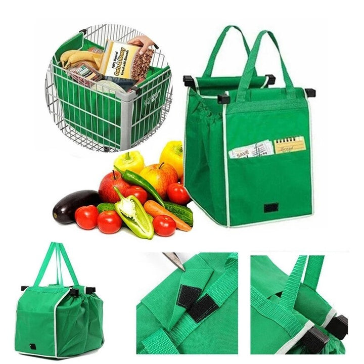 EcoCarry green reusable grocery tote. Foldable, non-woven, & sustainable for everyday shopping.