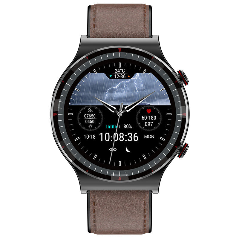 Fitness watch with continuous heart rate monitoring during intense workouts.