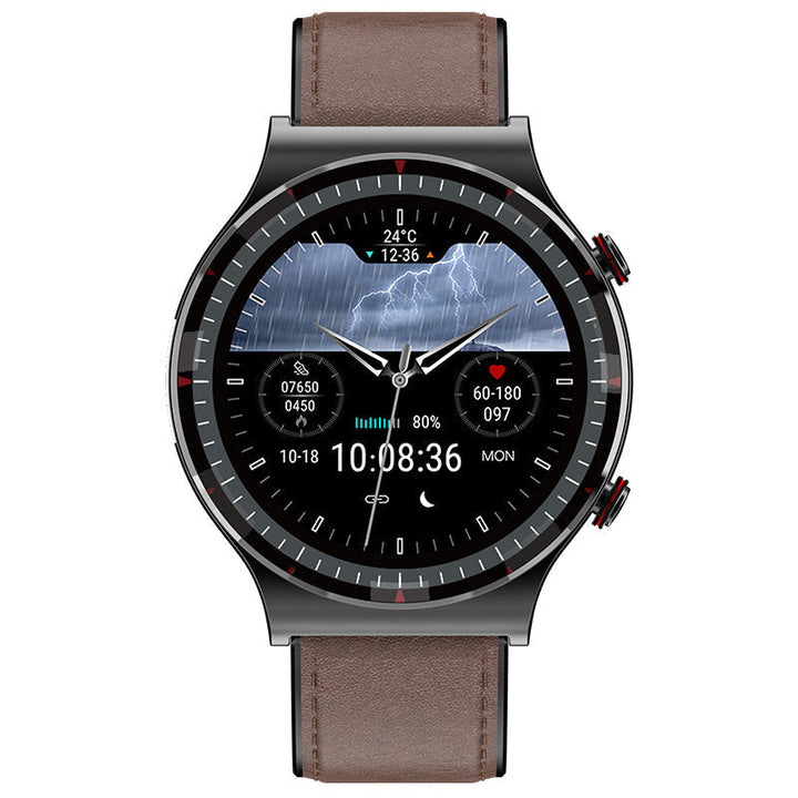 Fitness watch with continuous heart rate monitoring during intense workouts.