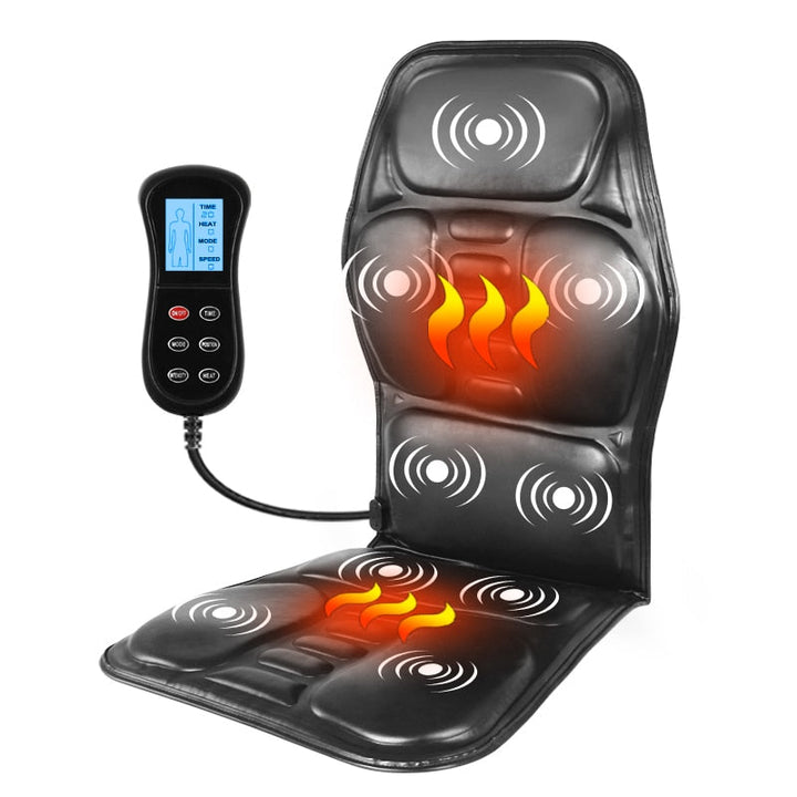 Portable electric back massage cushion with heat therapy for neck, shoulders, and lower back.