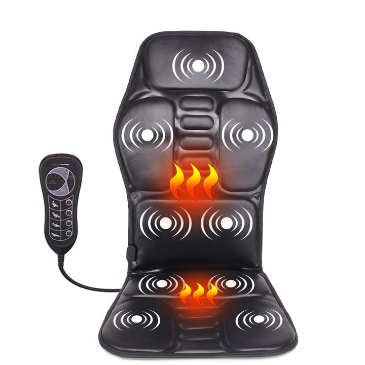 Comfortable electric back massager cushion featuring heat for stress relief and muscle relaxation.