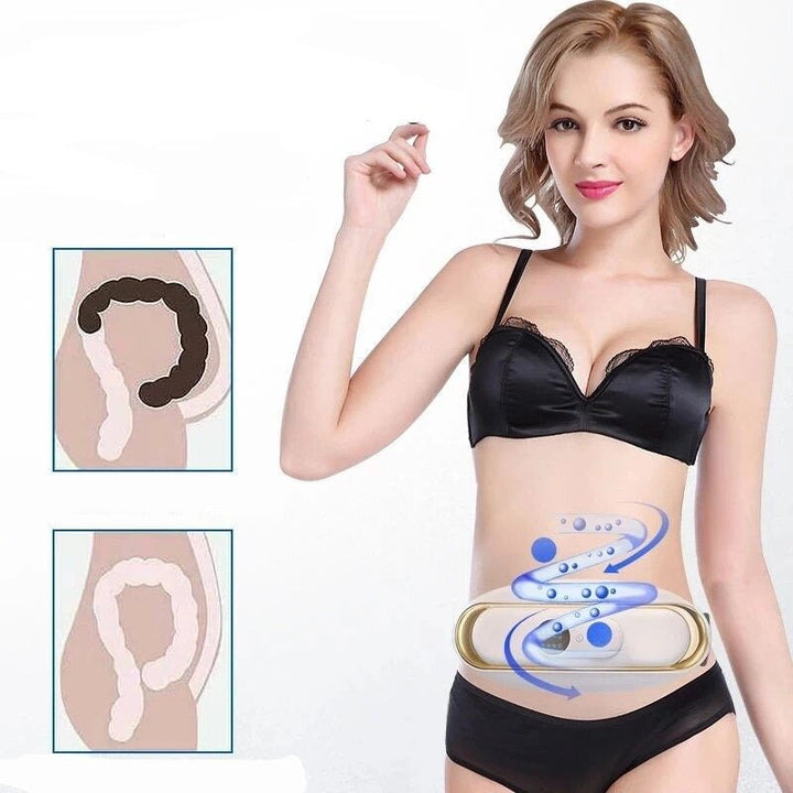 USB rechargeable electric waist massager with vibration & heat therapy for belly fat burning.