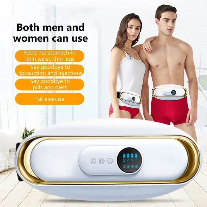 Portable electric waist massager for home fitness, aiding weight loss & body toning with heat.