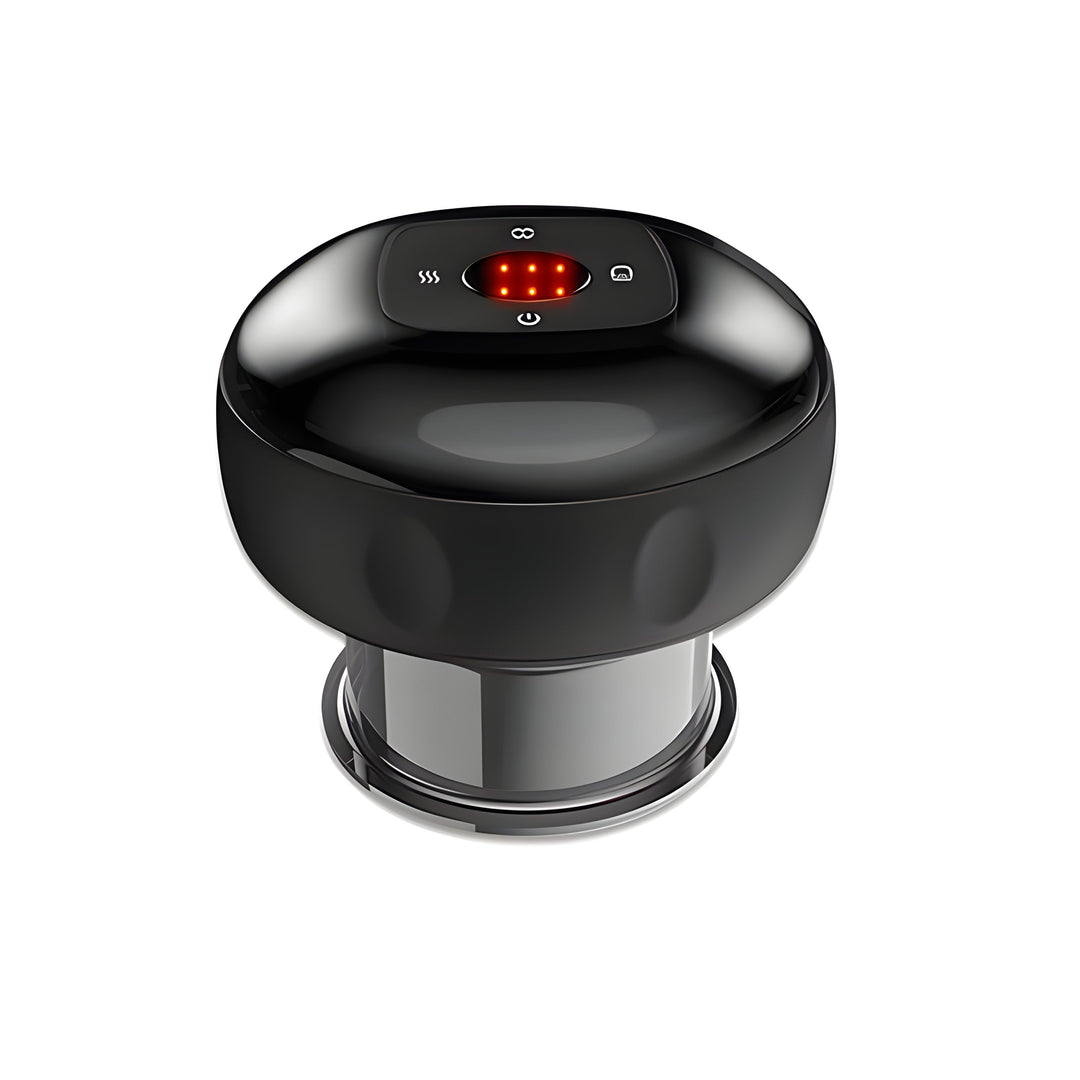 Electric cupping device with red light therapy for muscle pain relief, skin care & deep tissue massage.