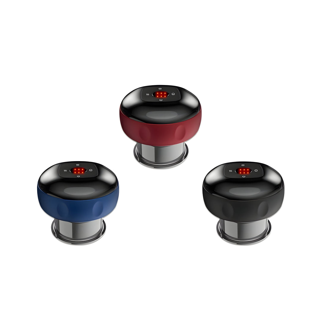 Portable electric cupping massager with red light for targeted muscle relief, wellness & skin care.