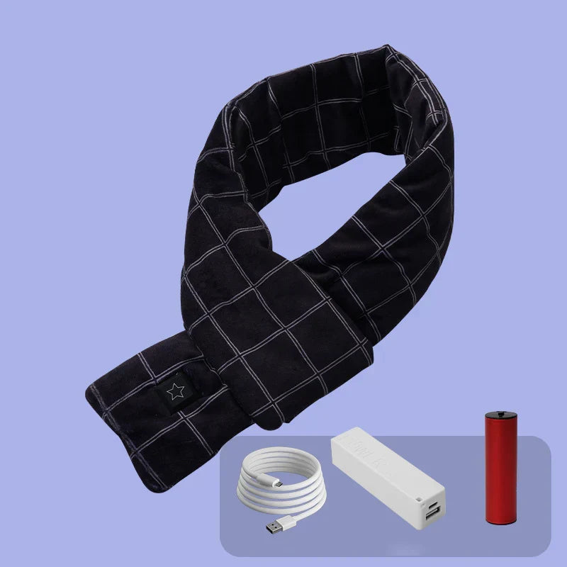 Rechargeable unisex thermal scarf, perfect neck warmer for winter activities & fashion.