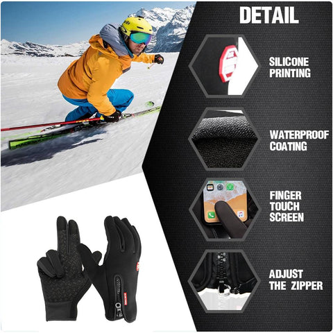 Unisex thermal outdoor gloves with electric warming. Stay warm while cycling & skiing.