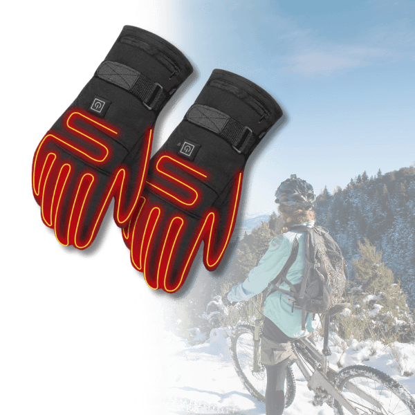 Unisex heated gloves with adjustable wrist strap, perfect for skiing and snowboarding