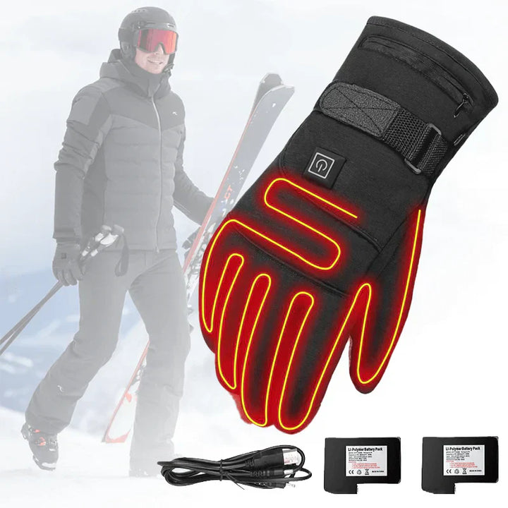 Black HeatGuard heated gloves, designed for ultimate comfort and protection in winter