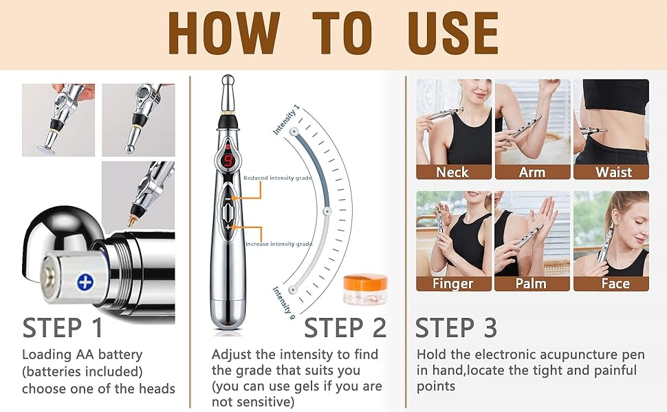 Relieve muscle tension with this unisex electronic acupuncture device for relaxation.