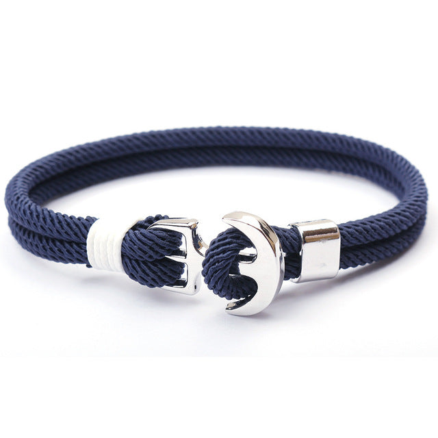 Sophisticated nautical anchor charm bracelet, unisex and easily adjustable.