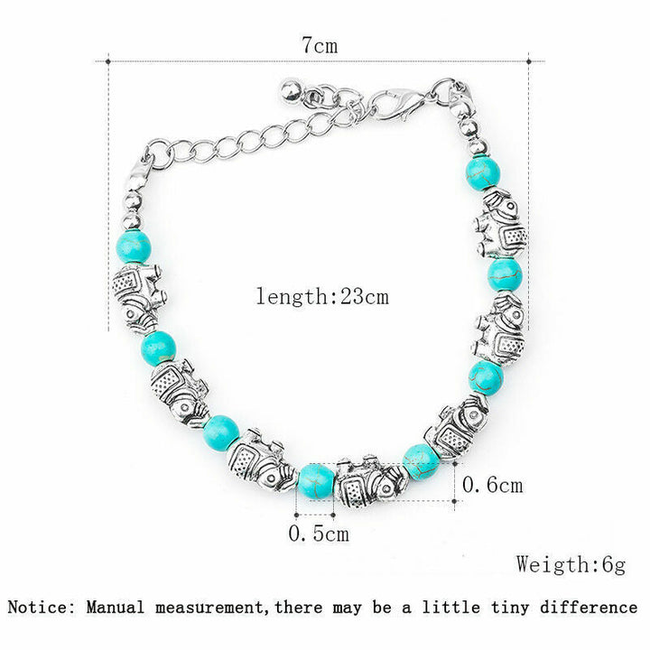 Unique handmade unisex elephant bracelet, blending boho style with sparkling crystal and silver details.