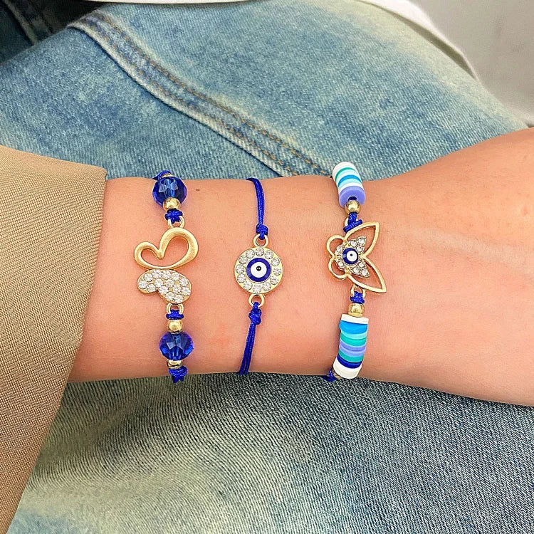 Unisex Elif Evil Eye partner bracelets, handmade for protection & connection. Adjustable spiritual ethnic style good luck charm.