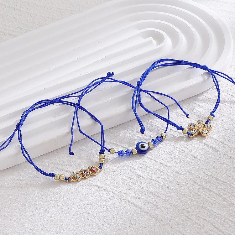 Handmade Elif Evil Eye partner bracelets in ethnic style, symbolizing protection & connection. Adjustable spiritual good luck jewelry.