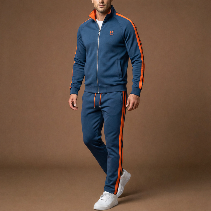 Versatile unisex embroidered tracksuit, perfect workout gear or comfortable casual fashion. Activewear set with modern design.