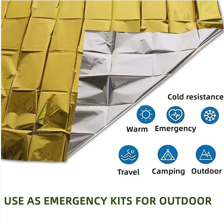 Lightweight unisex emergency poncho for outdoor survival. Provides warmth, insulation & shelter during camping, hiking.