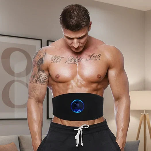 Unisex EMS abdominal muscle stimulator for core strength and toning. Smart fitness device for home workouts.