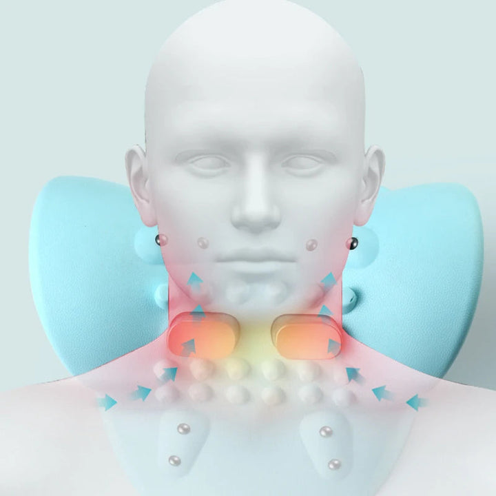 Portable EMS neck device, RelaxNeck Pro, offering effective pain relief & stress reduction through TENS therapy.