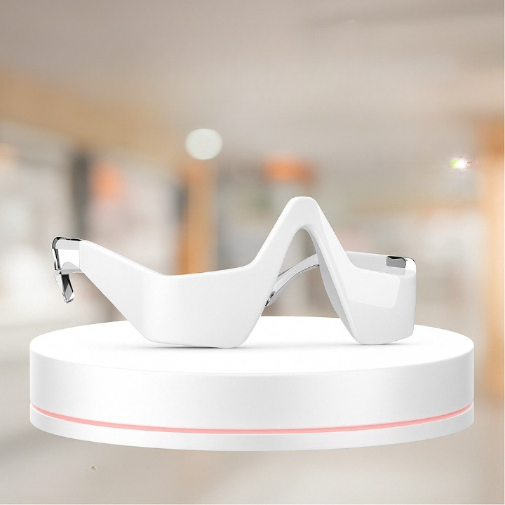 Unisex EMS Red Light Eye Massager Glasses for reducing dark circles & puffiness. Anti-aging beauty device.