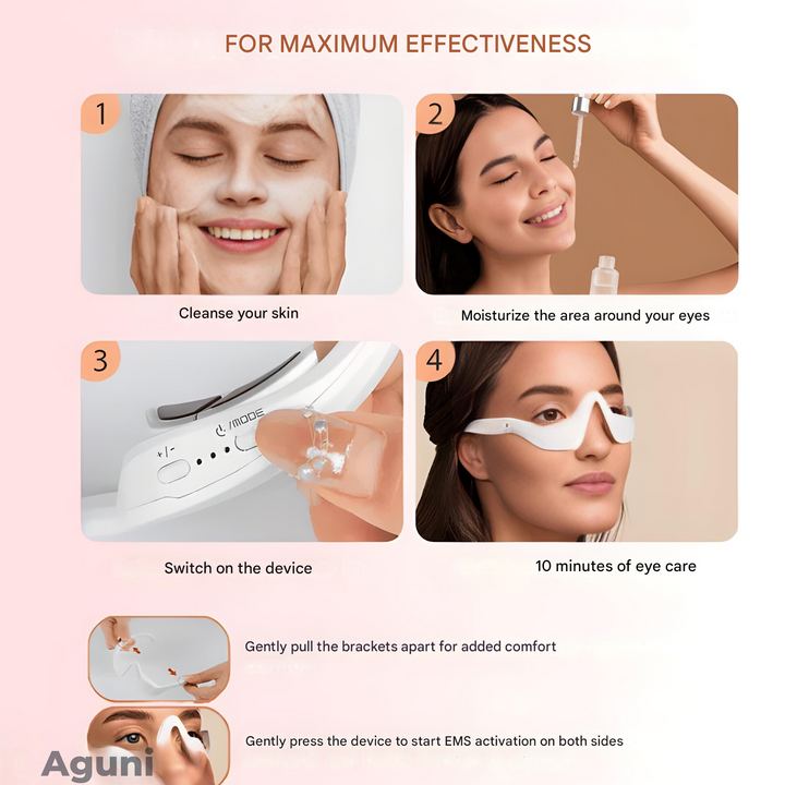 Sleek, ergonomic Red Light EMS Eye Massager Glasses for effective anti-aging and revitalized eyecare.
