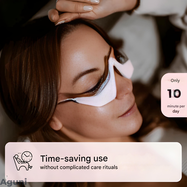 Rechargeable Unisex EMS Red Light Eye Massager for dark circles, puffiness, and anti-aging eyecare treatment.
