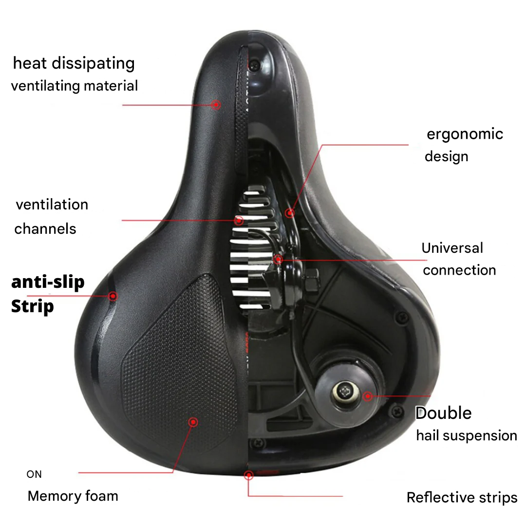 Upgrade your bike with this ergonomic saddle for pain-free cycling, offering comfort and waterproof durability.