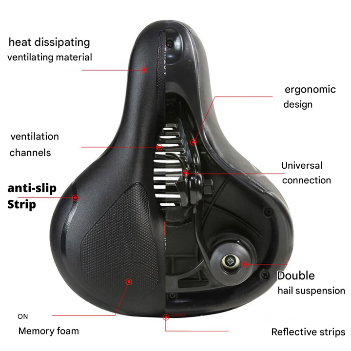 Upgrade your bike with this ergonomic saddle for pain-free cycling, offering comfort and waterproof durability.
