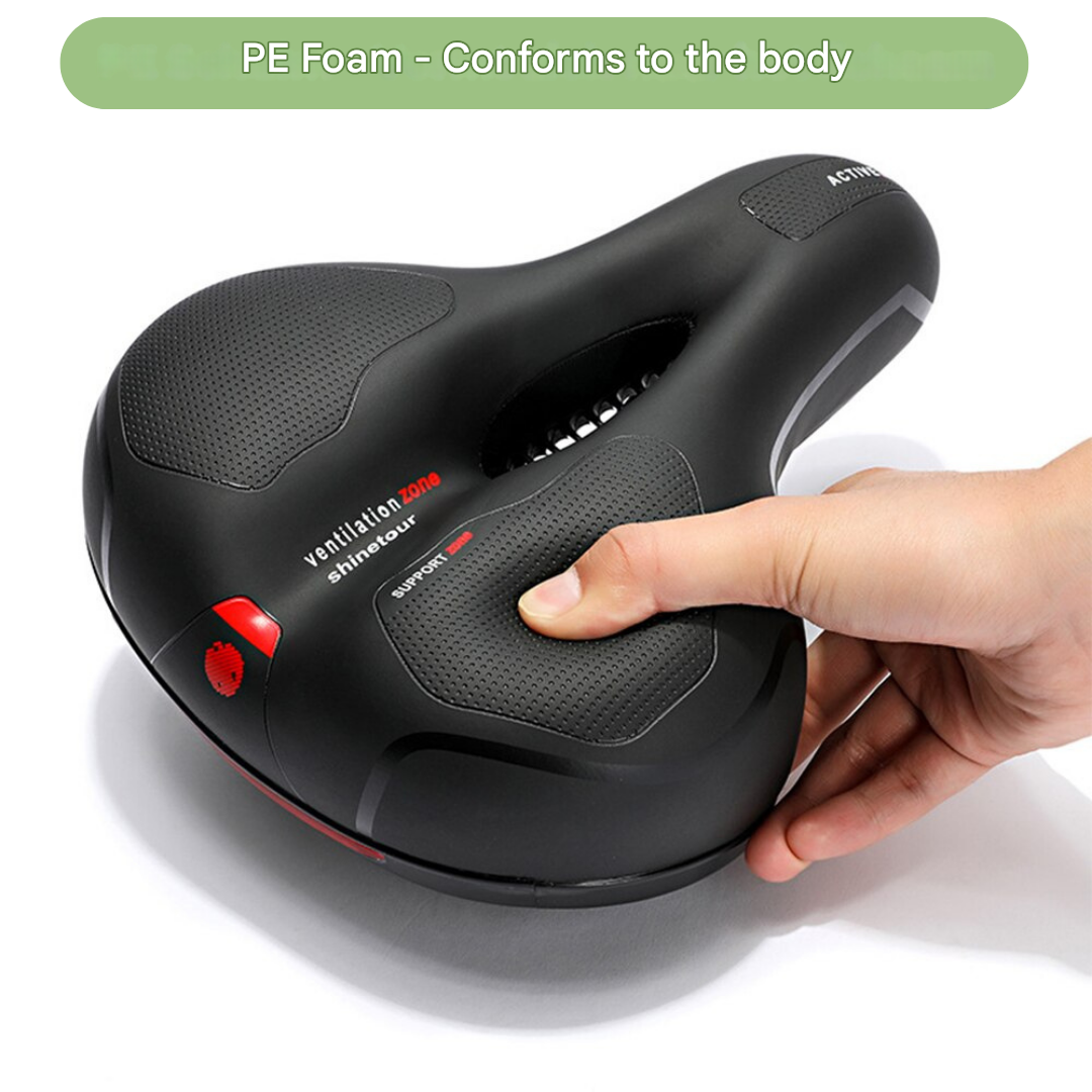 High-performance ergonomic bike seat for men & women, designed to deliver comfort and pain relief on long rides.