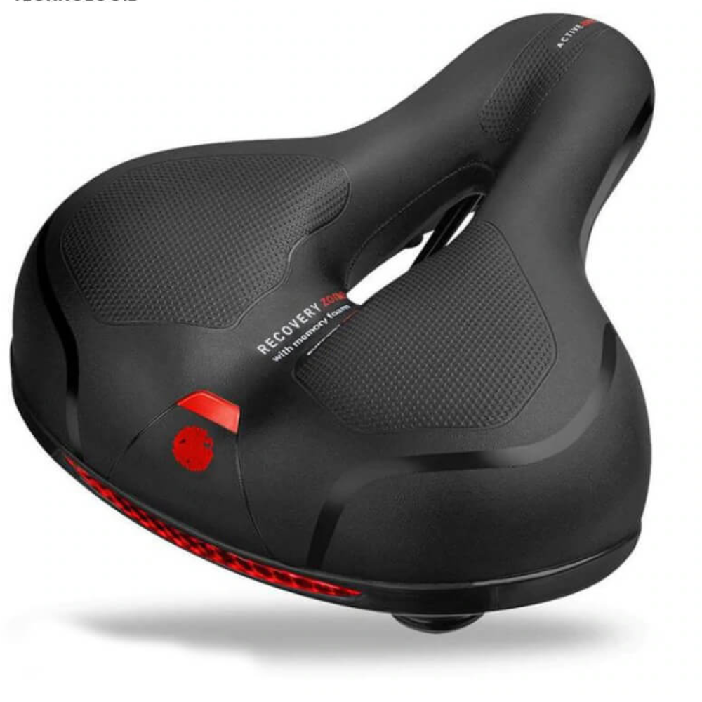 CloudRide Pro ultracomfortable bike saddle with shock-absorbing padding for long-distance cycling.