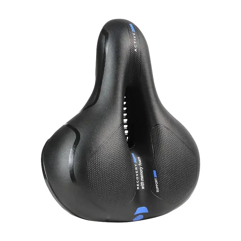 Padded comfort bicycle seat for men and women. Shock-absorbing design reduces cycling pressure.