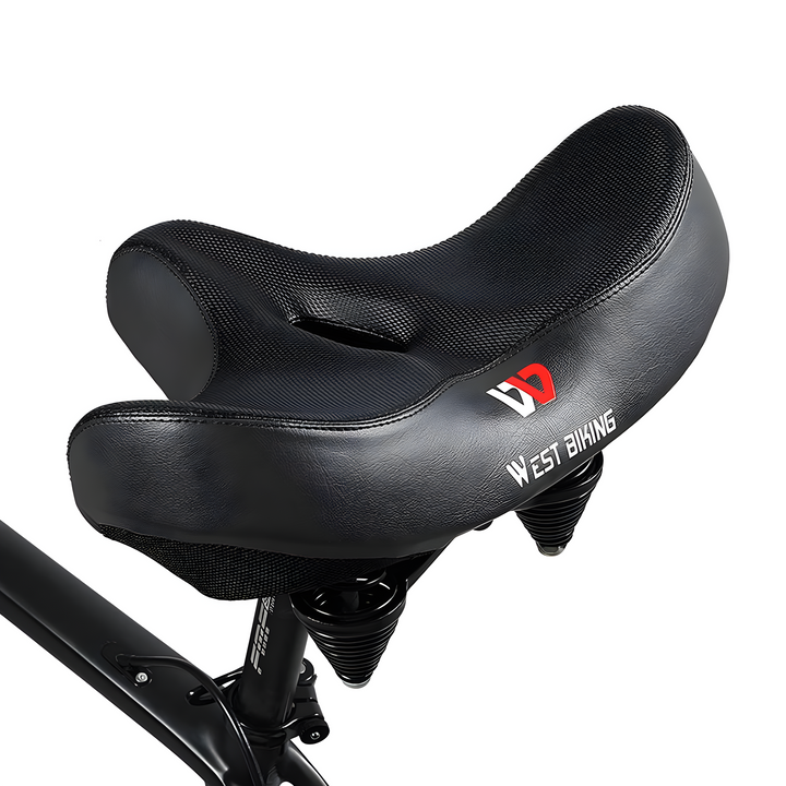 Unisex ergonomic bike saddle with memory foam for pain-free cycling comfort on any bike.