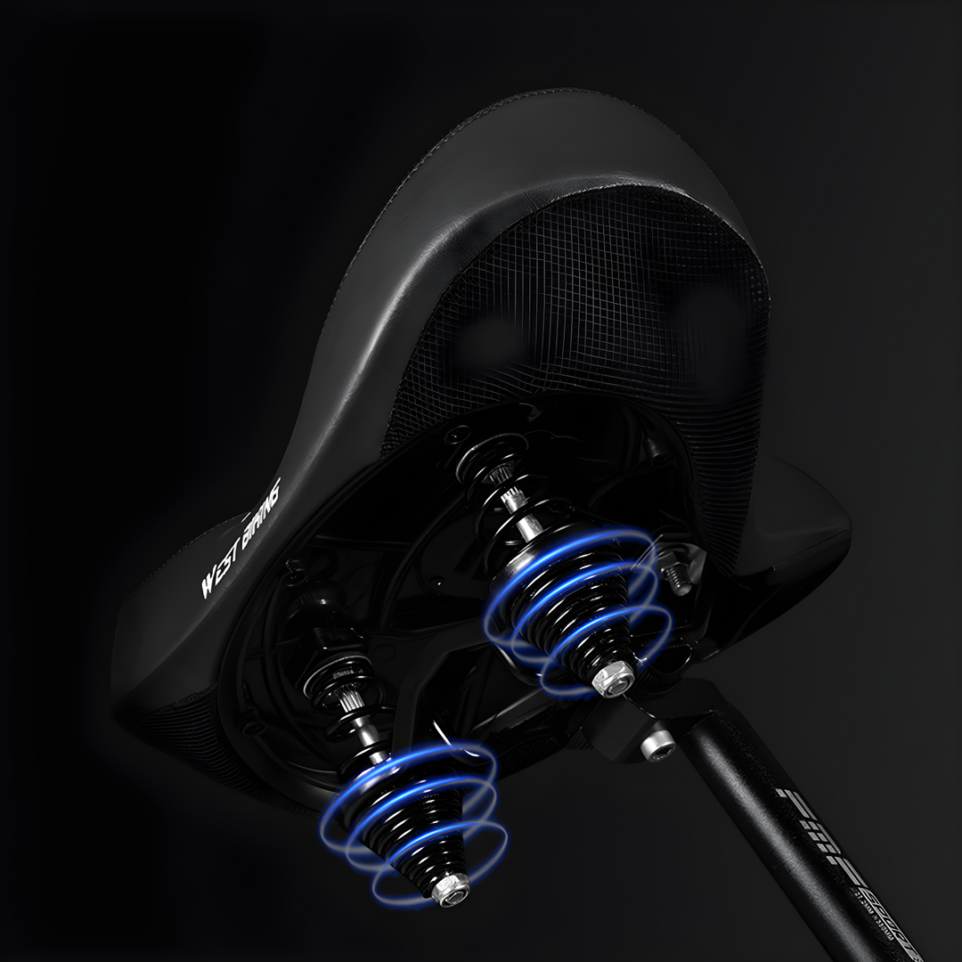 Pain-free cycling with this unisex ergonomic bike saddle. Memory foam & shock absorption for ultimate comfort.