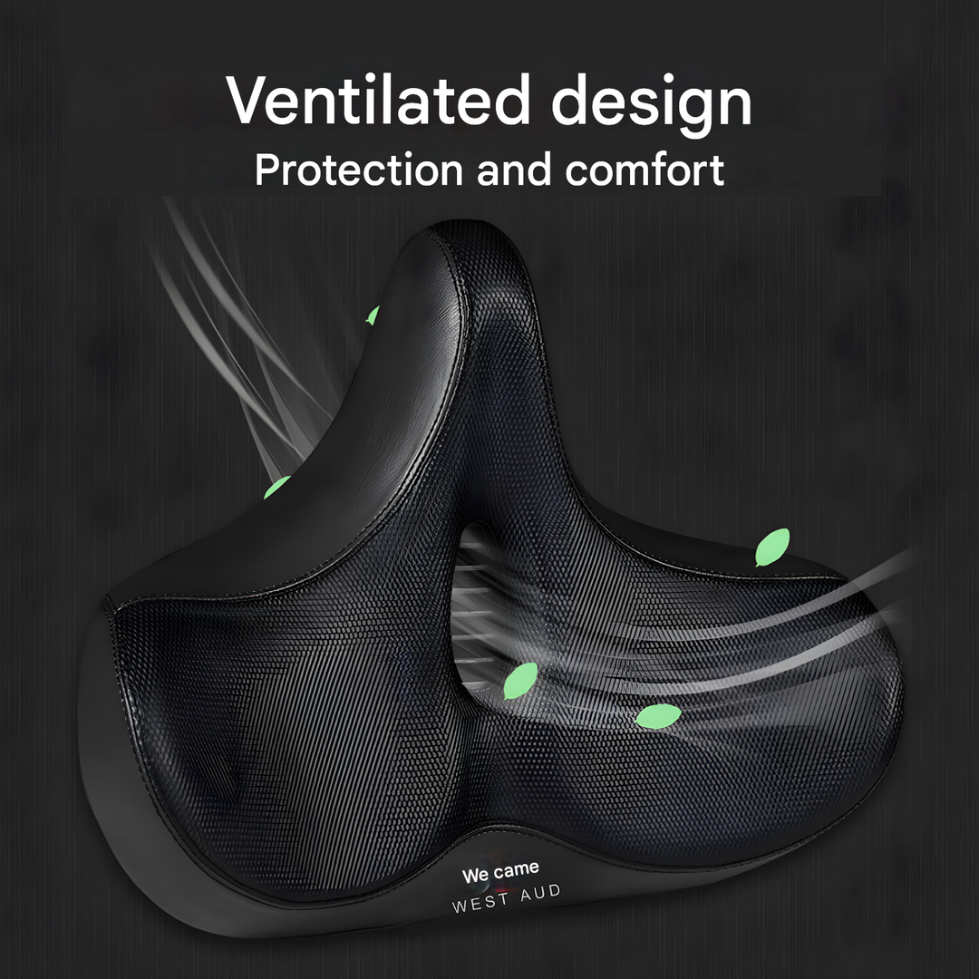 Memory foam ergonomic bike saddle for superior cycling comfort. Unisex design with shock absorption for all bikes.