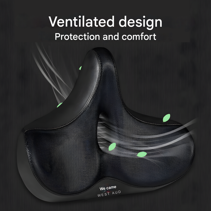 Memory foam ergonomic bike saddle for superior cycling comfort. Unisex design with shock absorption for all bikes.