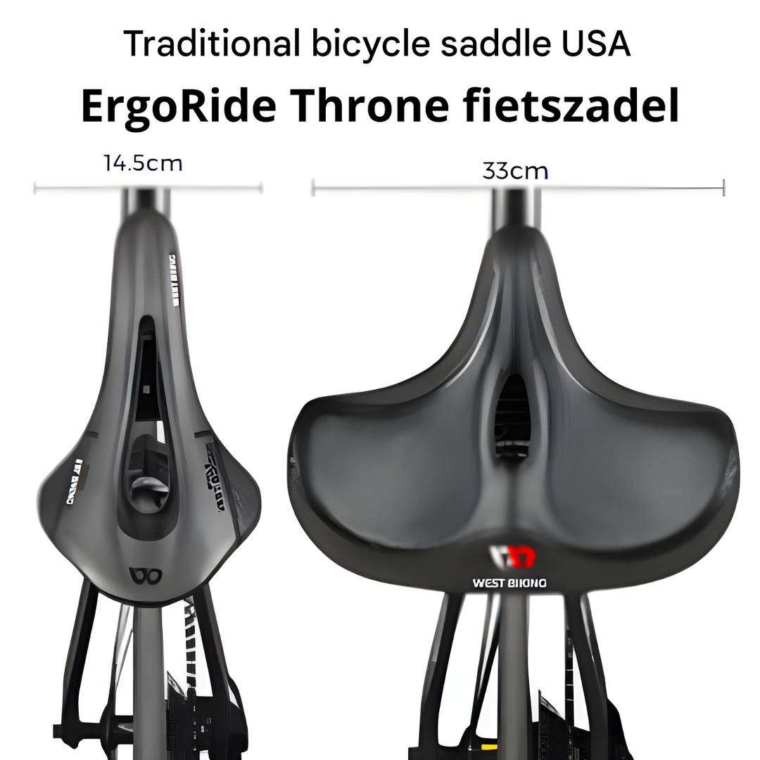 Close-up: Unisex ergonomic bike saddle, memory foam & shock absorption for pain-free, comfortable cycling.