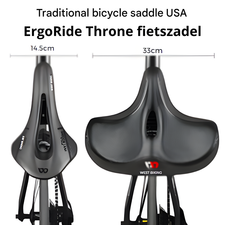 Close-up: Unisex ergonomic bike saddle, memory foam & shock absorption for pain-free, comfortable cycling.