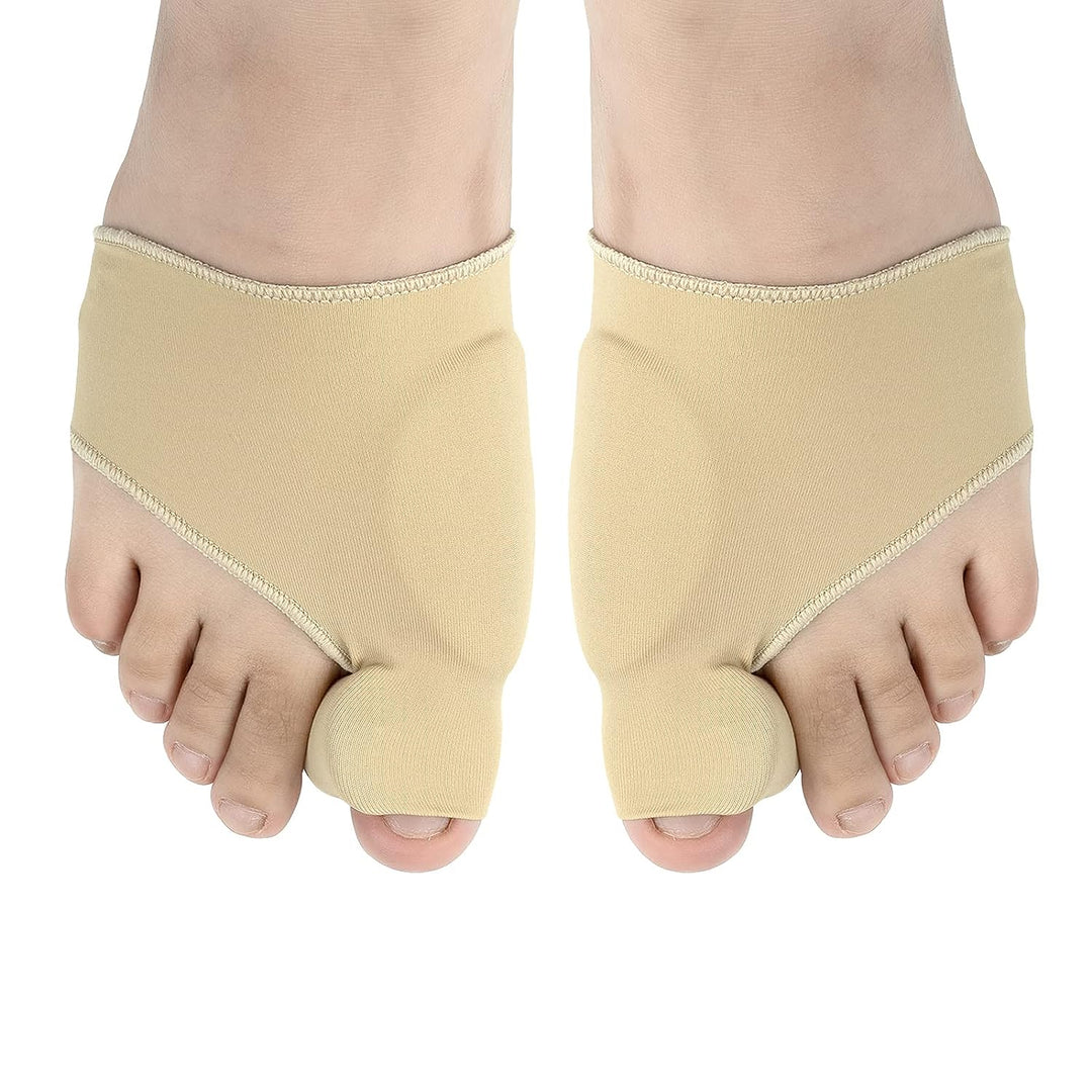 Close-up of soft, adjustable bunion corrector for daily wear, offering pain relief for hallux valgus & hammer toe.