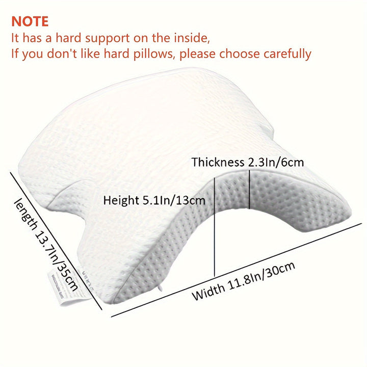 Plush memory foam curved pillow with ergonomic design, perfect for neck support and arm resting.