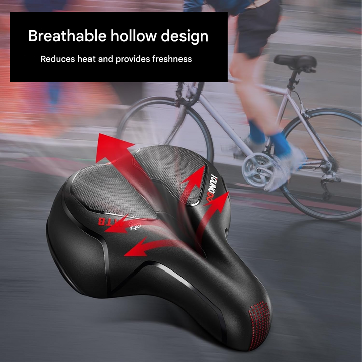 Unisex bike saddle with advanced ergonomic gel padding for pain-free cycling comfort & support.