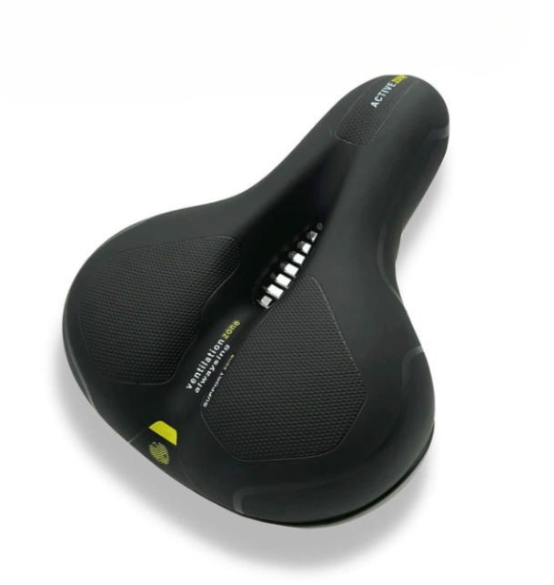 Contoured ergonomic gel bike seat designed for maximum pain relief & cycling comfort for all riders.