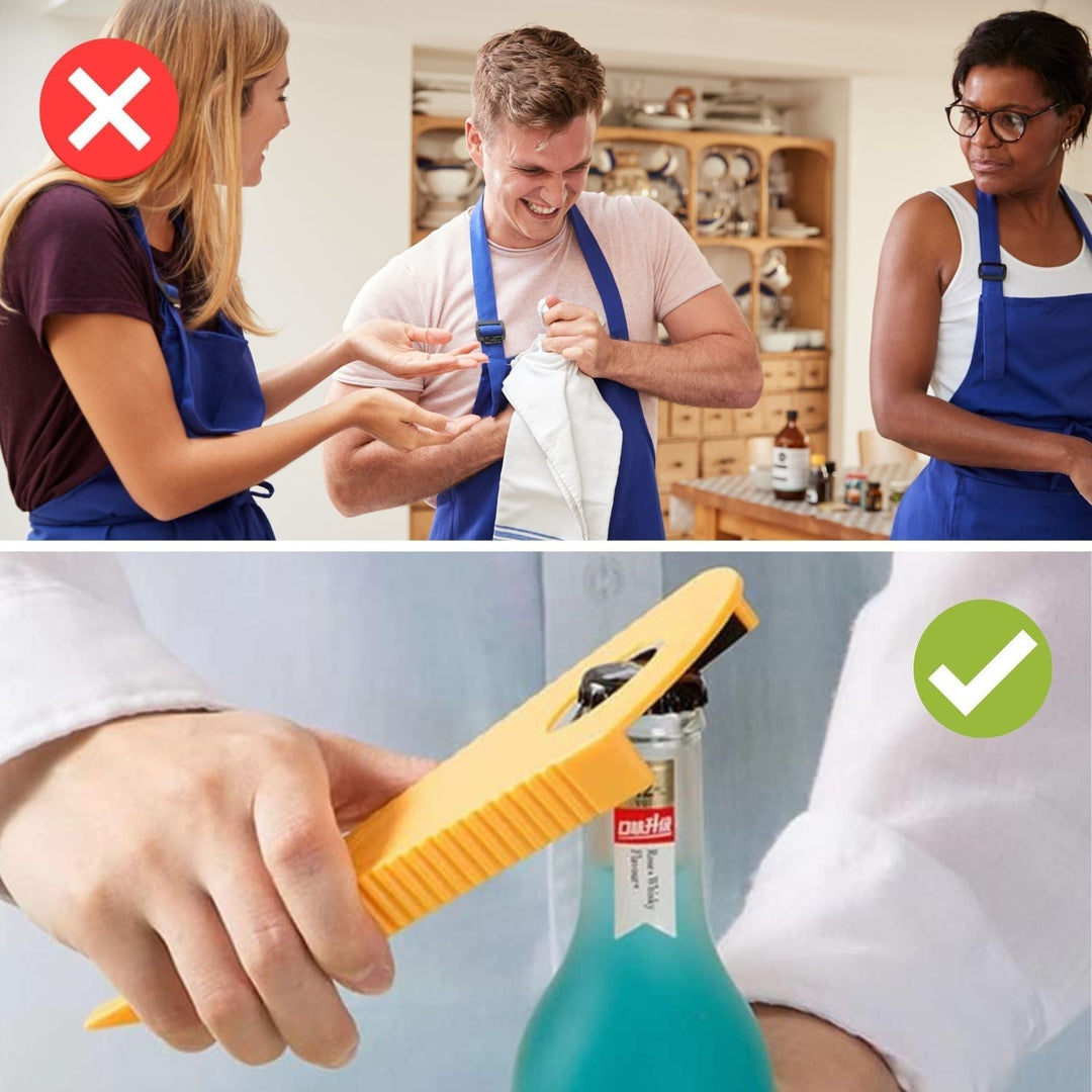 Multi-size ergonomic jar & bottle opener. Effortless grip kitchen aid for easy opening of all lids.