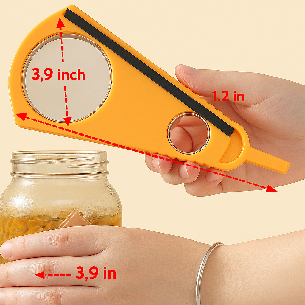 Essential ergonomic kitchen tool: a jar & bottle opener with an effortless grip for daily use and accessibility.