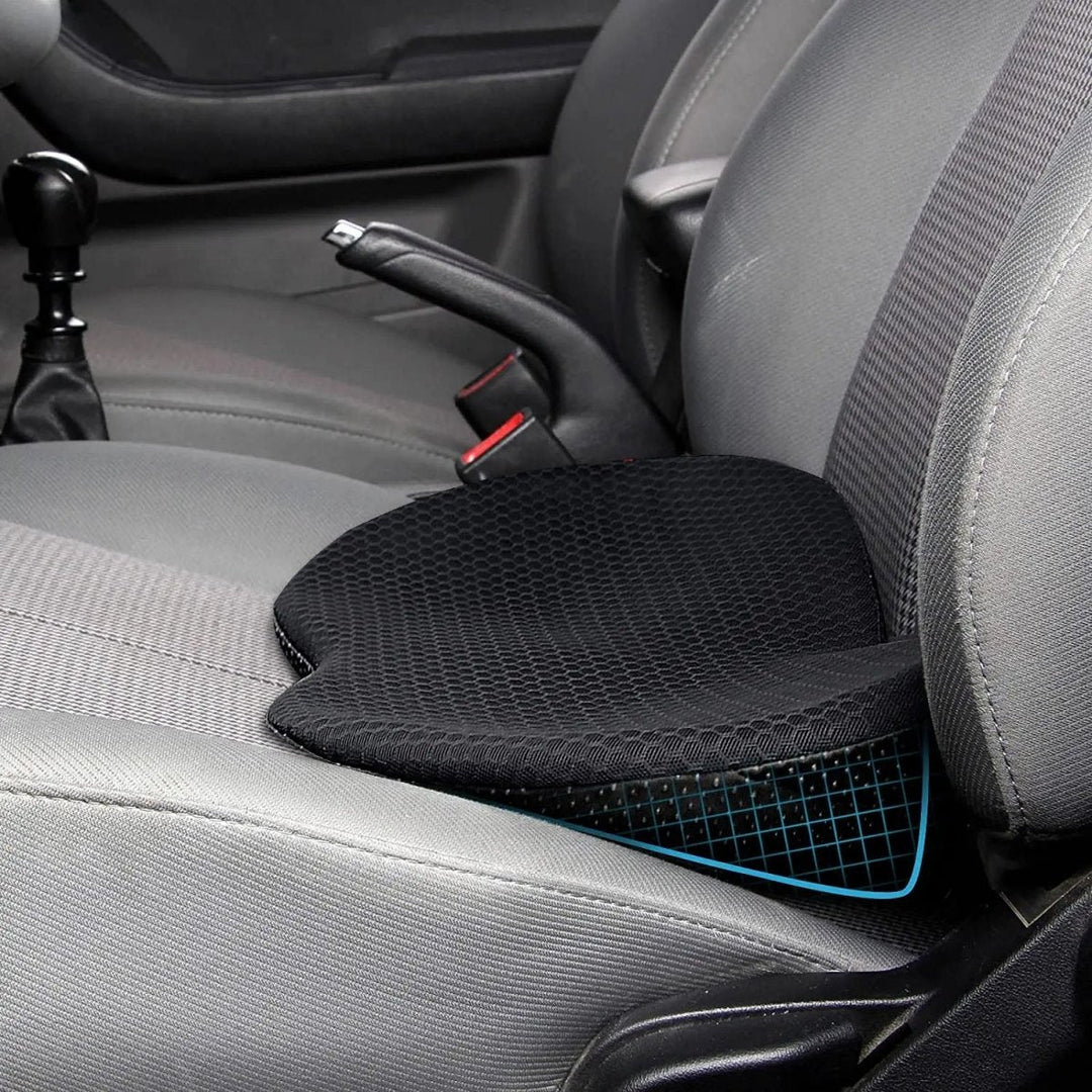 Unisex ergonomic memory foam car seat cushion for sciatica & back pain relief, posture support.