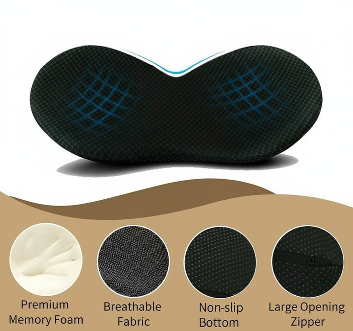 Sciatica relief car seat cushion with ergonomic design & memory foam for improved posture.