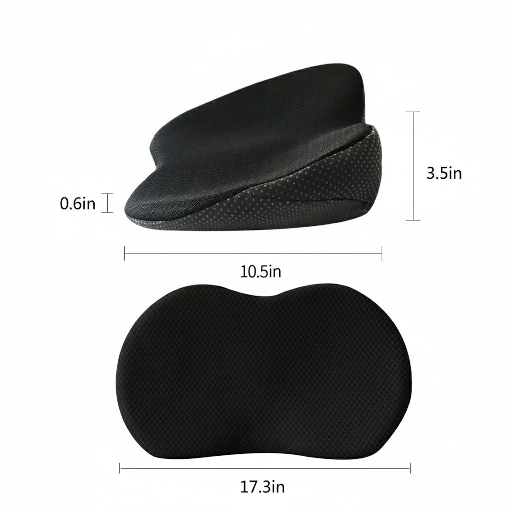 Memory foam car seat cushion, ergonomic design for sciatica relief, posture, & driving comfort.