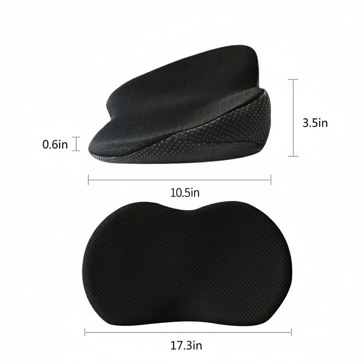 Memory foam car seat cushion, ergonomic design for sciatica relief, posture, & driving comfort.